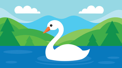lake with swan vector background