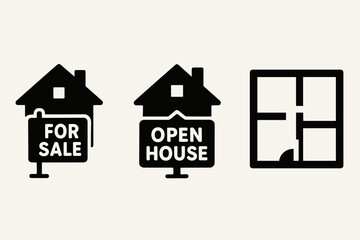 Realty and Property Icons &ndash; Minimalist Real Estate Symbol Collection