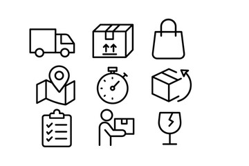 Delivery Service Line Icons Set &ndash; Simple Outline Style
