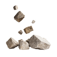 Rocks in mid-air, various sizes