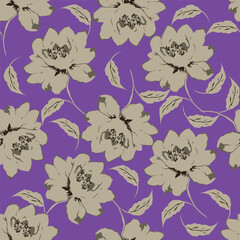 Vintage floral seamless pattern. Trendy painted flower background. Repeating floral pattern