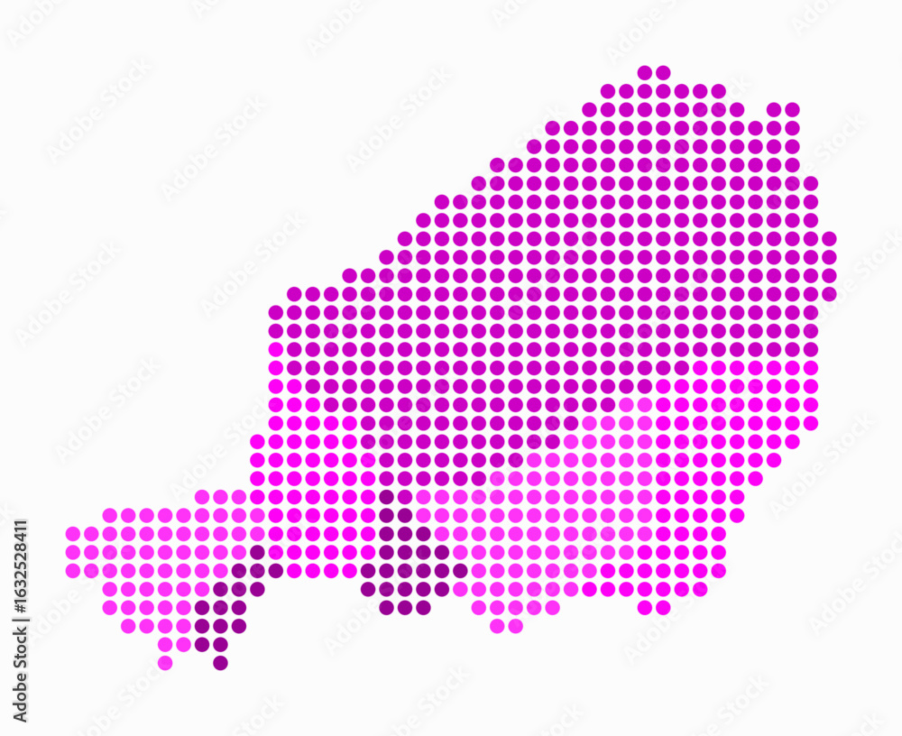 Aufkleber niger dotted map. digital style map of the country on white background. niger shape with circle dots