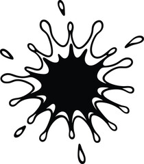 one line art abstract paint splash silhouette, Splash set of splatter vector black brush stroke grunge banner.