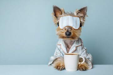 Dog Resting with Coffee