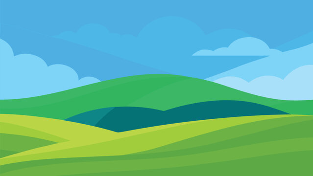 rolling hills and blue sky vector background