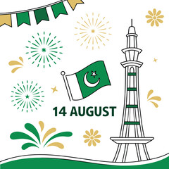 Vector illustration of a tropical city landscape with palm trees, beach, and eco-friendly design elements