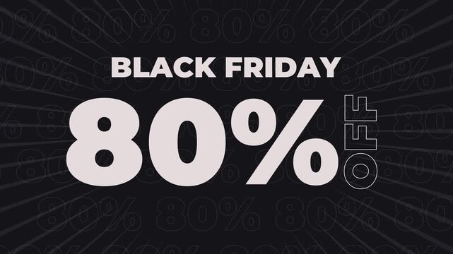 Black Friday compilation, sale discount text from 10% to 80% off (10%,15%,20%,25%,30%,40%,50%,60%,70%,80%), discount black & white outline with retro sunburst rays for discounts, promotion and offers