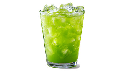 Refreshing green drink with ice isolated on a white background
