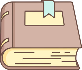 A Closed Book with a Light Blue Bookmark and Yellow Pages.