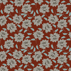 Hand drawn flowers. Seamless background with abstract cute flowers. Vector design ornament for paper; cover; fabric; interior decor; textile; fabric; wallpaper; surface design; label; packaging