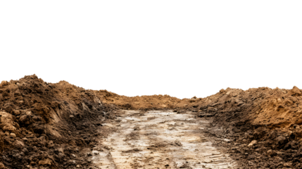Dirt mounds and a path isolated on transparent background