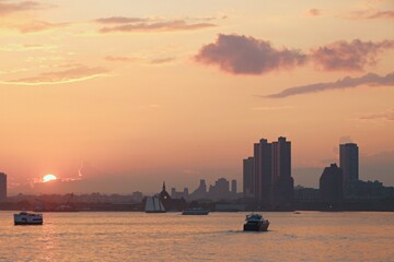 sunset over the city