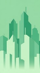 Green city skyline illustration.