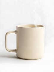 Fototapeta premium Elegant Vintage Ceramic Mug in Beige - The Perfect Ceramic Drinkware for a Minimalist Kitchen and Cozy Morning Routine
