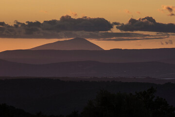 view on the hills of the Verdon region and at the Mont Ventoux at sunset