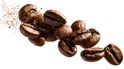 Fototapeta premium Roasted Coffee Beans in Air isolated on a white background