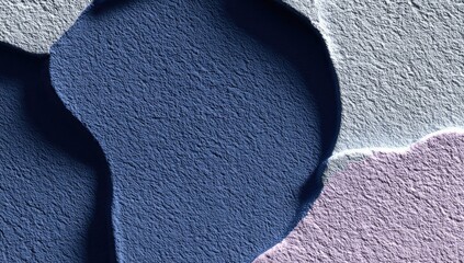 Textured, layered shapes in muted blue and light purple