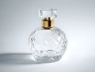 Luxury Perfume Bottle: Elegant Crystal Fragrance with Golden Cap - Premium Modern Design for High-End Scented Aesthetic