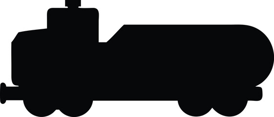 Isolated Black Tanker Truck Silhouette on White Background for Industrial Use