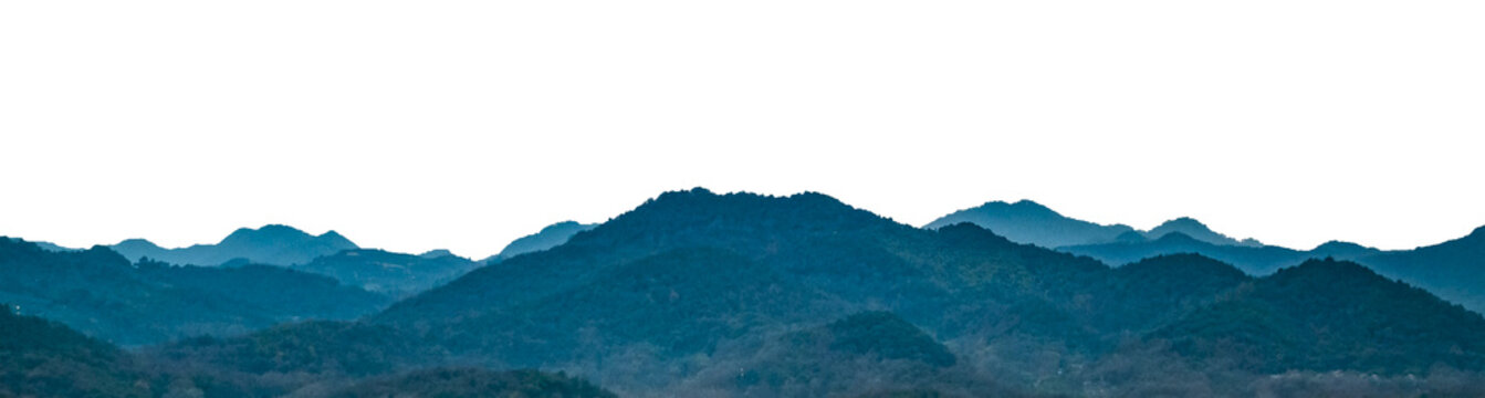 Panoramic view jungle mountain range isolated photo