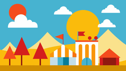 country fair scene under hot summer sun