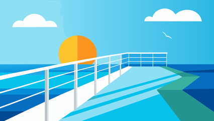 sunlight reflecting off cruise ship deck