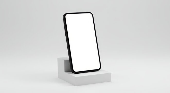 Vertikal ausgerichtetes Smartphone &ndash; Wei&szlig;er Bildschirm, neutrales Setup

