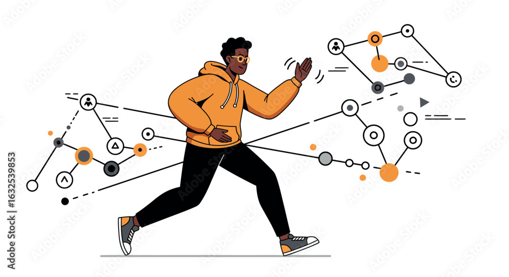 Poster dynamic technology integration with sports and data analytics in motion design