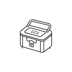 Line art illustration of a portable cooler or ice chest isolated on a white background