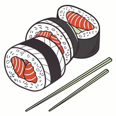 sushi with chopsticks