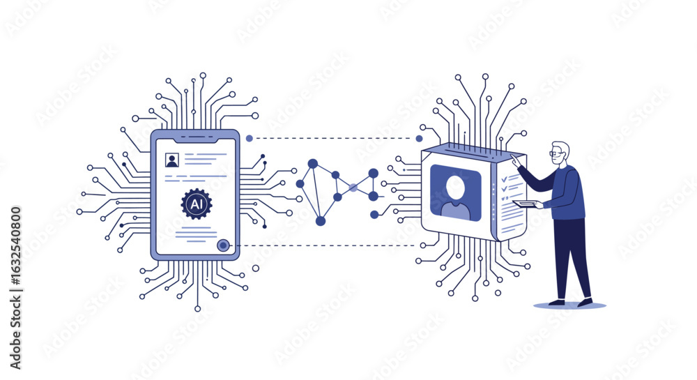 Poster digital connection: artificial intelligence linking devices in modern technology