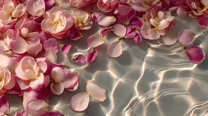 Obraz premium Delicate petals floating on a serene river surface
