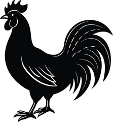 silhouette of a crowing rooster