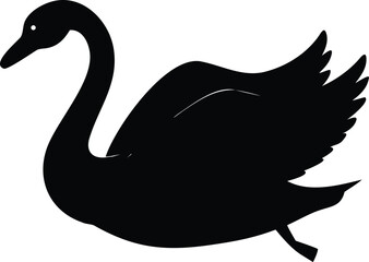 Elegant Swan Silhouette Bird on White Background Minimalist Style