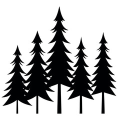 Fototapeta premium Silhouette Forest: A stylized representation of a verdant forest featuring towering evergreen trees, creating a striking visual narrative.