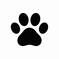 Minimalist Black Dog Paw Print Silhouette – Pet Logo Icon Design.