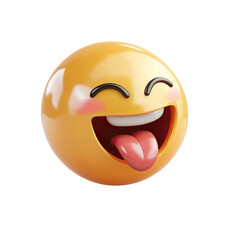 Fototapeta premium Smiling emoticon with tongue out. 3D rendering