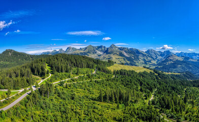 Blick ins Gantrischgebiet, Gurnigel, Kanton Bern, Schweiz, Luftaufnahme, August 2025