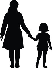 silhouette of mother and daughter