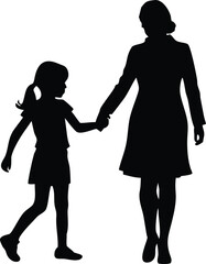 silhouette of mother and daughter