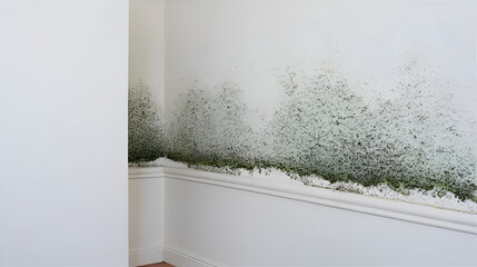 White room wall showing mold infestation