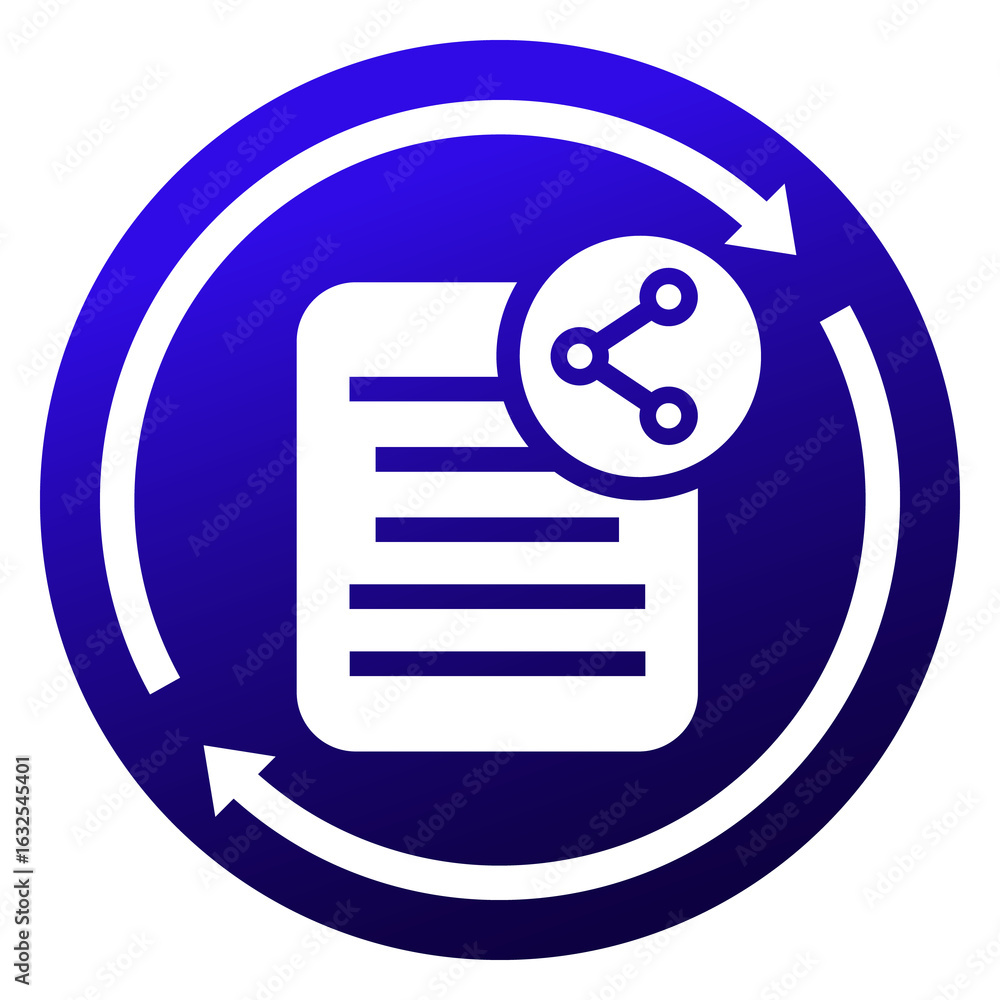 Poster shared document line icon with arrows