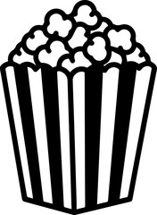 Popcorn Box Vector Icon – Black and White Cinema Snack Symbol