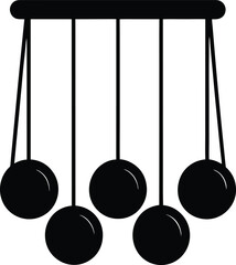 black silhouette a newton cradle on white backgrou.eps