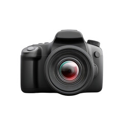 Fototapeta premium A front view of a black digital SLR camera