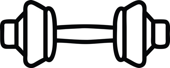 A black outlined dumbbell symbol shows exercise and weightlifting on a clean white background
