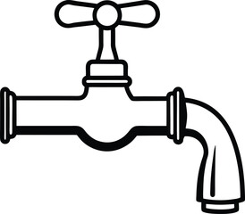 water tap silhouette  on white background