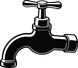 water tap silhouette  on white background