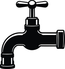 water tap silhouette  on white background