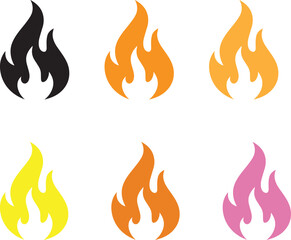 Fire Flames  Colorful Fire Icons Set